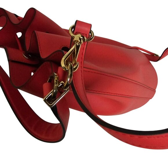 Lauren Ralph Lauren Leather Large Andie Drawstring Bag, Red NWOT - Picture 6 of 16